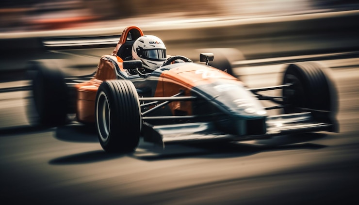 Foto gratuito coche deportivo brillante acelera hacia la victoria del campeonato ia generativa
