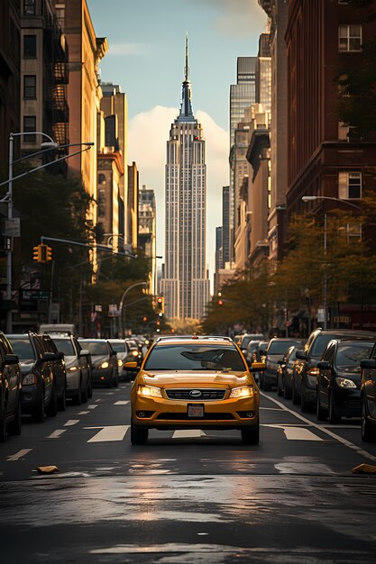 Coche frente al edificio Empire State