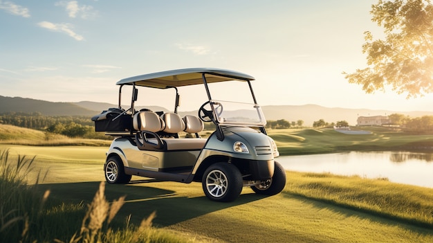 Foto gratuita coche de golf en el campo