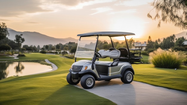 Foto gratuita coche de golf en el campo