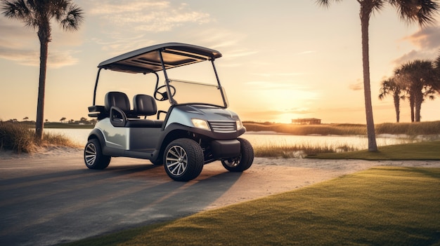 Foto gratuita coche de golf en el campo