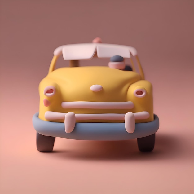 Foto gratuita coche de juguete sobre fondo rosa concepto de minimalismo 3d render