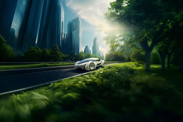 Foto gratuita coche moderno en una carretera futurista