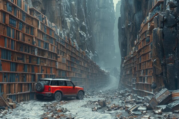 Coche todoterreno en un escenario de fantasía