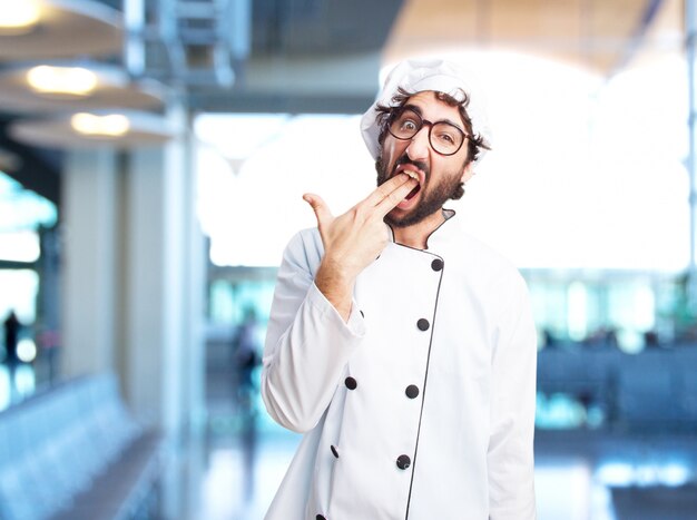 cocinero loco expresión de enojo