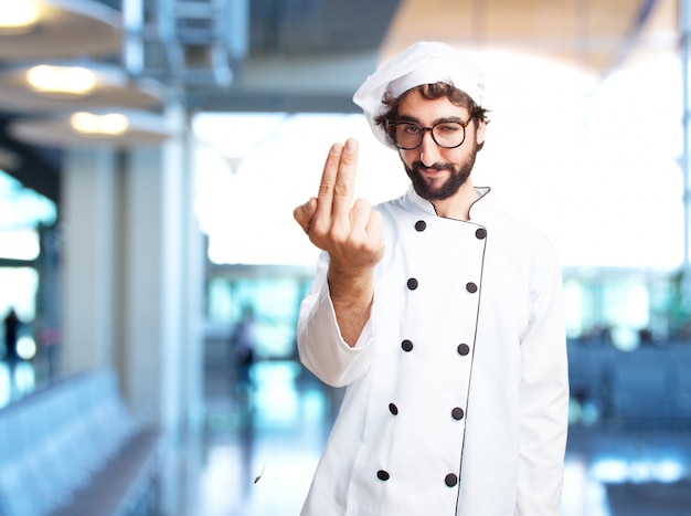 Foto gratuita cocinero loco expresión de enojo