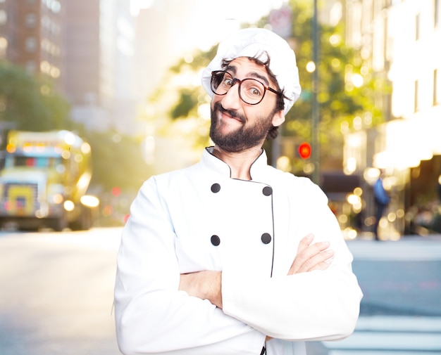 Foto gratuita cocinero loco expresión feliz