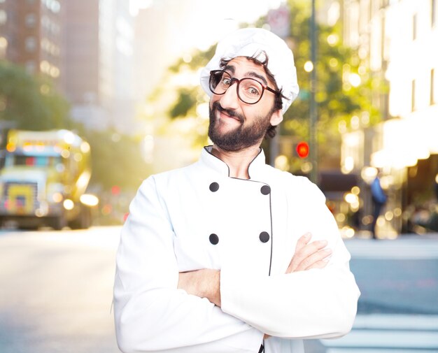 cocinero loco expresión feliz