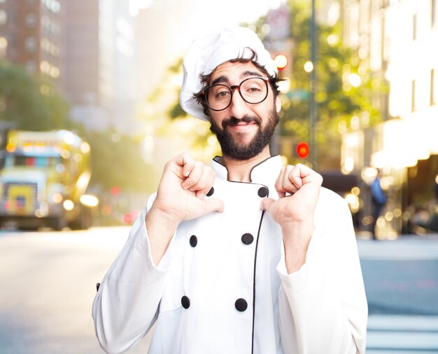 Foto gratuita cocinero loco expresión feliz