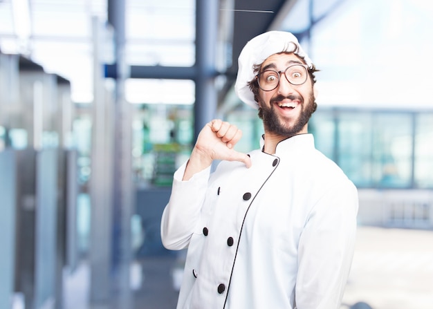 cocinero loco expresión feliz