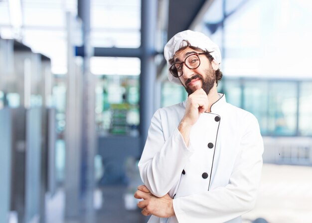 cocinero loco expresión feliz