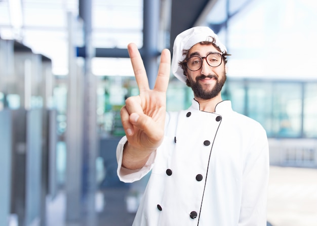 cocinero loco expresión feliz