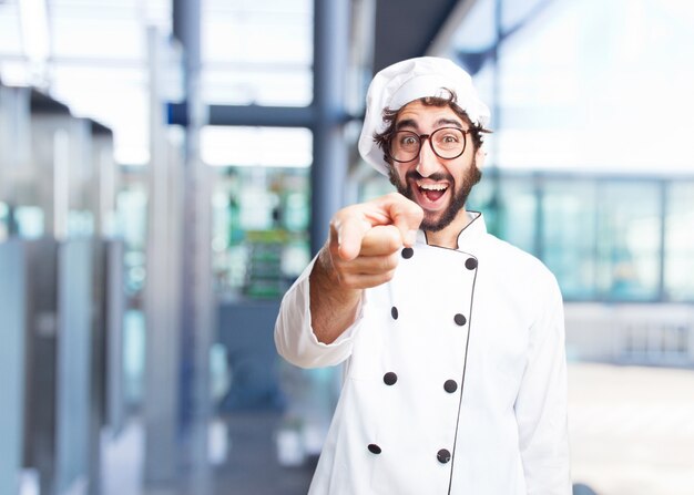 cocinero loco expresión feliz