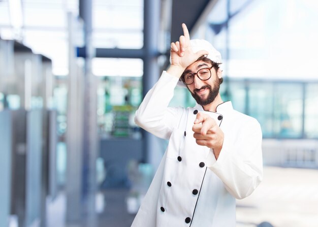 cocinero loco expresión feliz