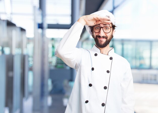 cocinero loco expresión feliz