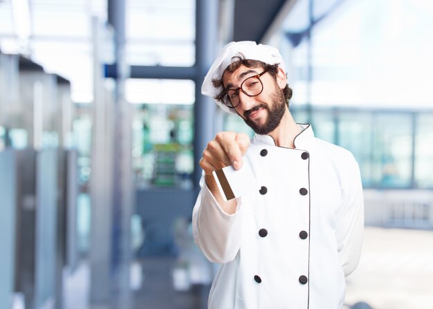 cocinero loco expresión feliz