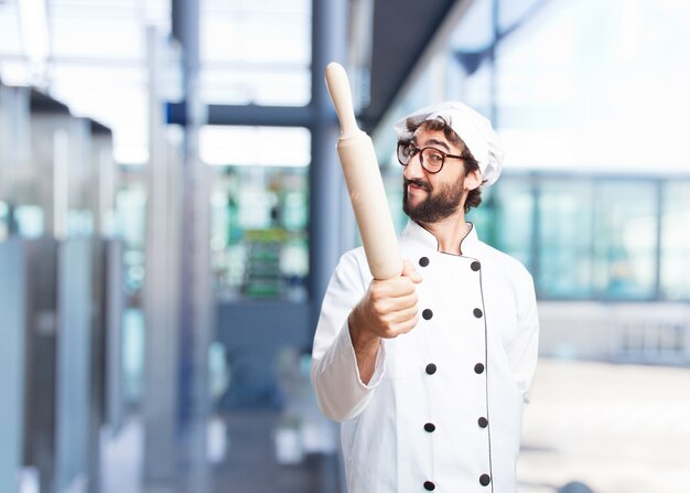 cocinero loco expresión feliz