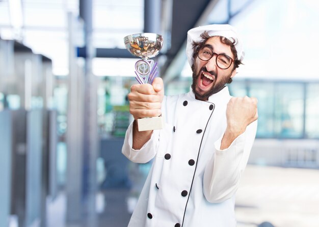 cocinero loco expresión feliz