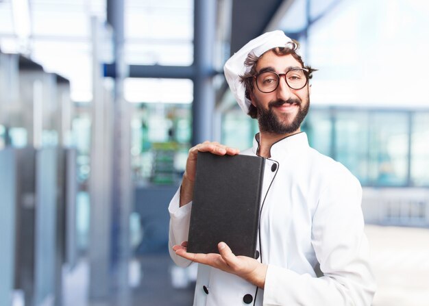 cocinero loco expresión feliz