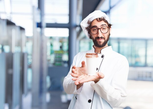 cocinero loco expresión feliz