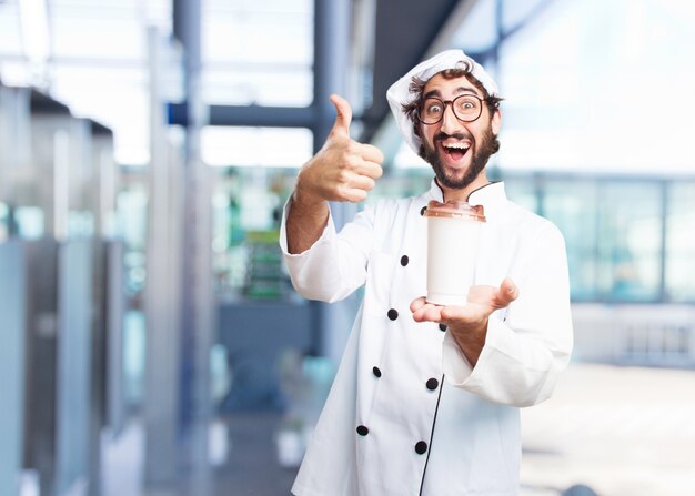 cocinero loco expresión feliz