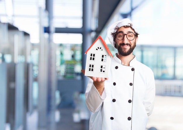 cocinero loco expresión feliz