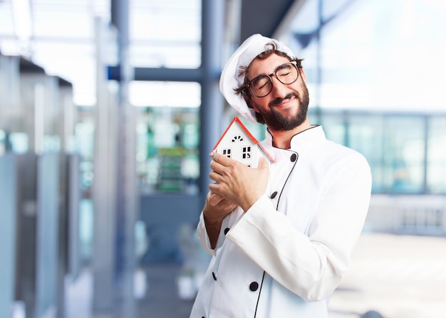 Foto gratuita cocinero loco expresión feliz