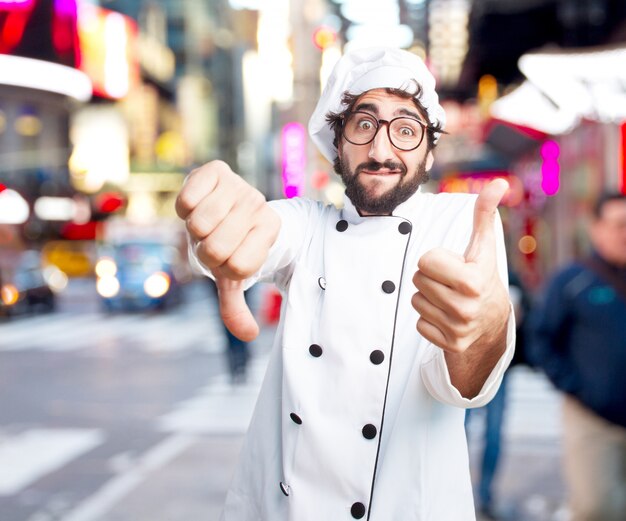 cocinero loco preocupado expresión