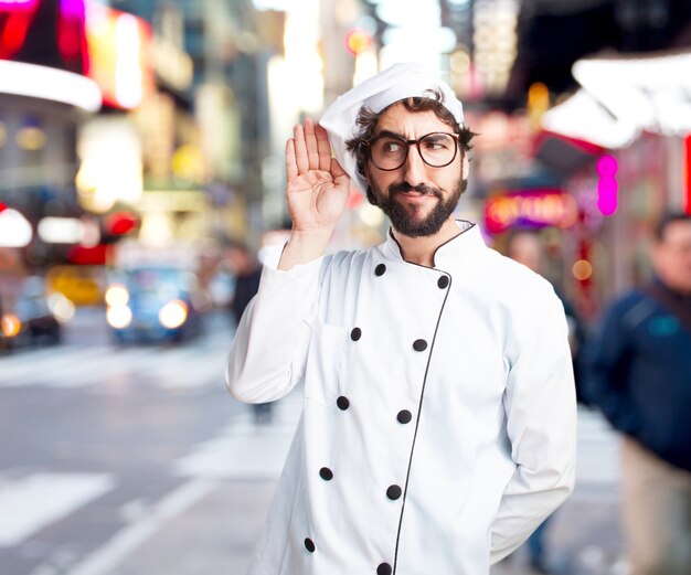 Foto gratuita cocinero loco preocupado expresión