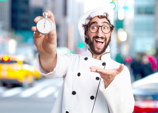 Foto gratuita cocinero loco sorprendió expresión