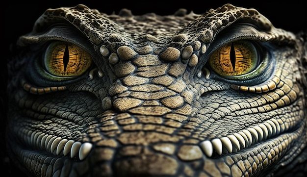 Cocodrilo furioso mirando los dientes afilados al descubierto generado por IA