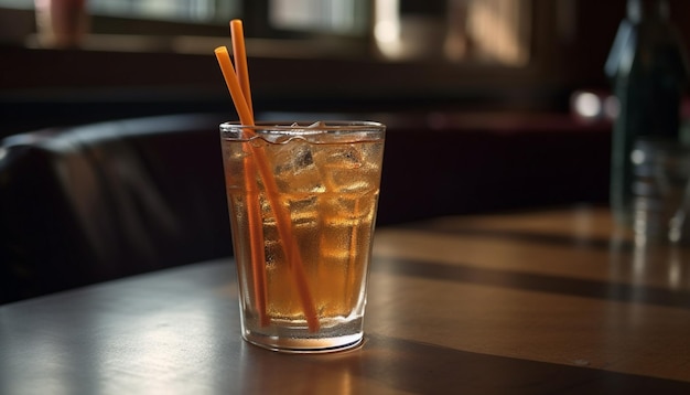 Foto gratuita cóctel refrescante con hielo de limón y whisky generado por ia