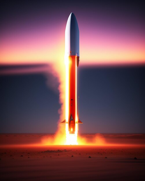 Un cohete que comienza a lanzar con la palabra espacio en él