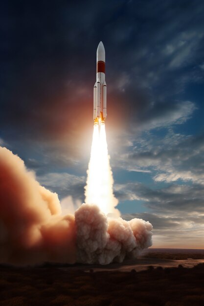 Cohete volando por el espacio