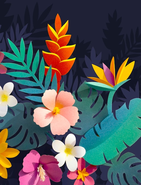 Colección artesanal de papel botánico tropical hecha a mano.