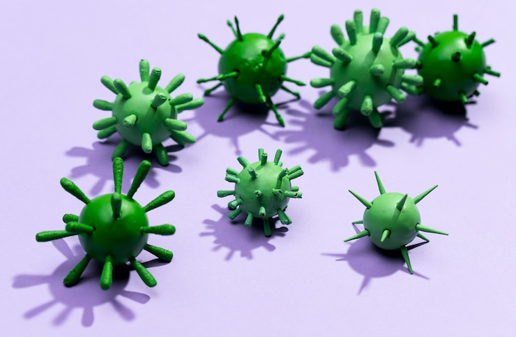 Foto gratuito colección de bacterias virales de alto ángulo