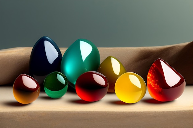 Foto gratuita una colección de coloridos huevos de pascua en una mesa