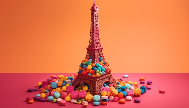 Colección de dulces coloridos, un montón de recuerdos dulces generados por IA