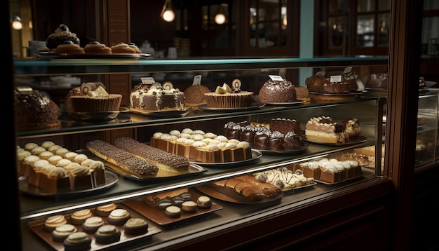 Colección de pastelería francesa gourmet sin personas en el interior generada por IA