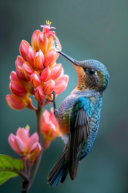 El colibrí de colores vívidos en la naturaleza