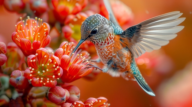 Foto gratuita el colibrí de colores vívidos en la naturaleza