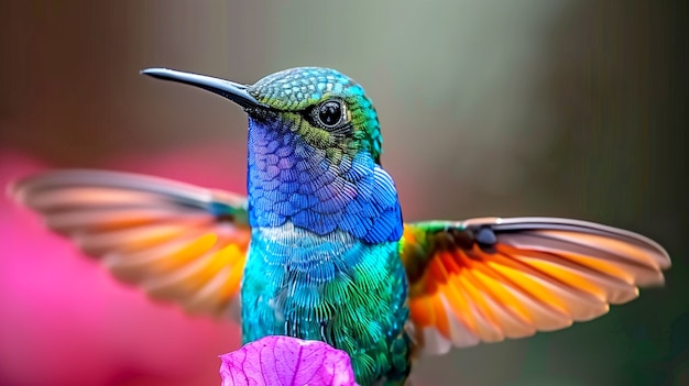 Foto gratuita el colibrí de colores vívidos en la naturaleza