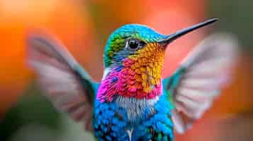 Foto gratuita el colibrí de colores vívidos en la naturaleza