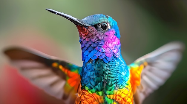 Foto gratuita el colibrí de colores vívidos en la naturaleza