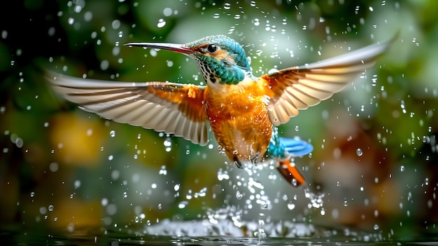 Foto gratuita el colibrí de colores vívidos en la naturaleza