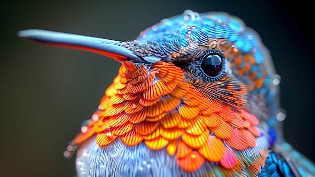 Foto gratuita el colibrí de colores vívidos en la naturaleza