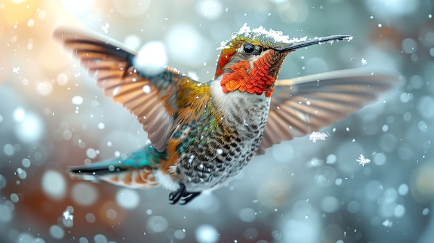 Foto gratuita el colibrí de colores vívidos en la naturaleza