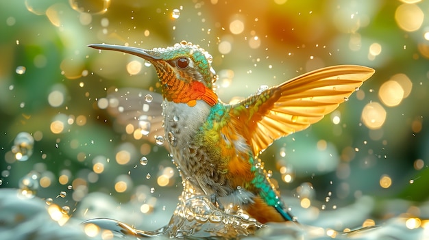 Foto gratuita el colibrí de colores vívidos en la naturaleza