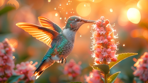 El colibrí de colores vívidos en la naturaleza