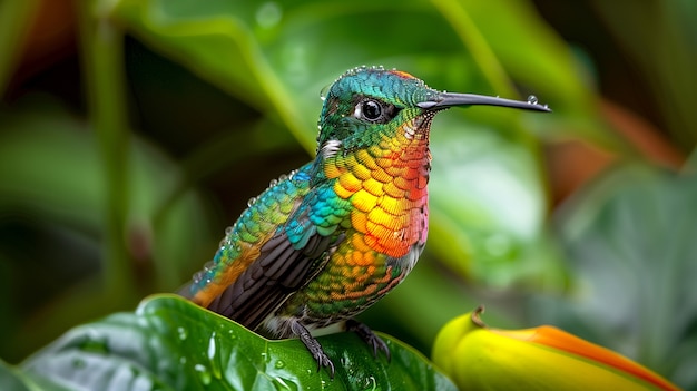 El colibrí de colores vívidos en la naturaleza